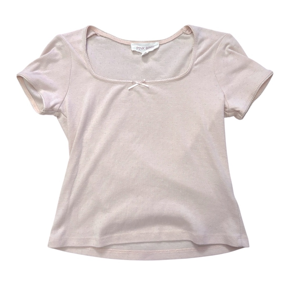 coquette pointelle square neck top